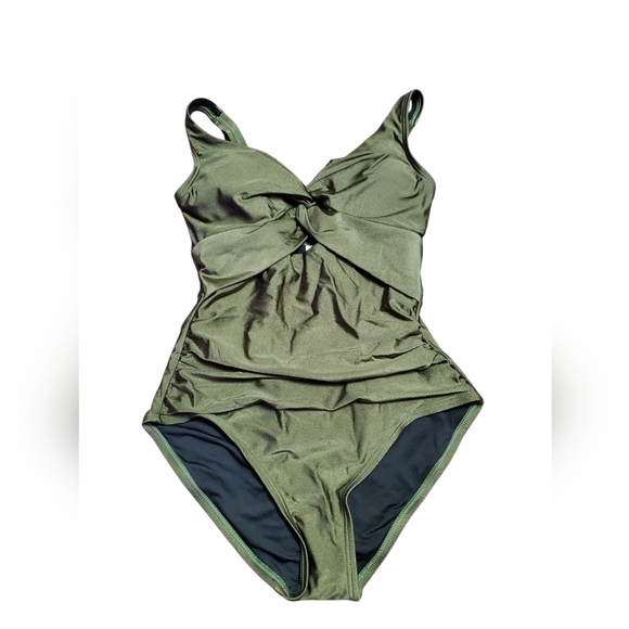 NWOT DKNY Olive Green Swimsuit - Picture 1 of 4
